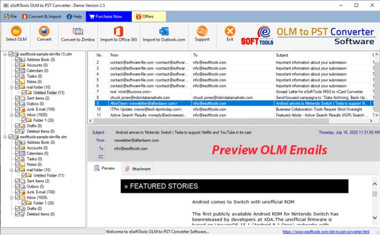 Open OLM Files on Windows