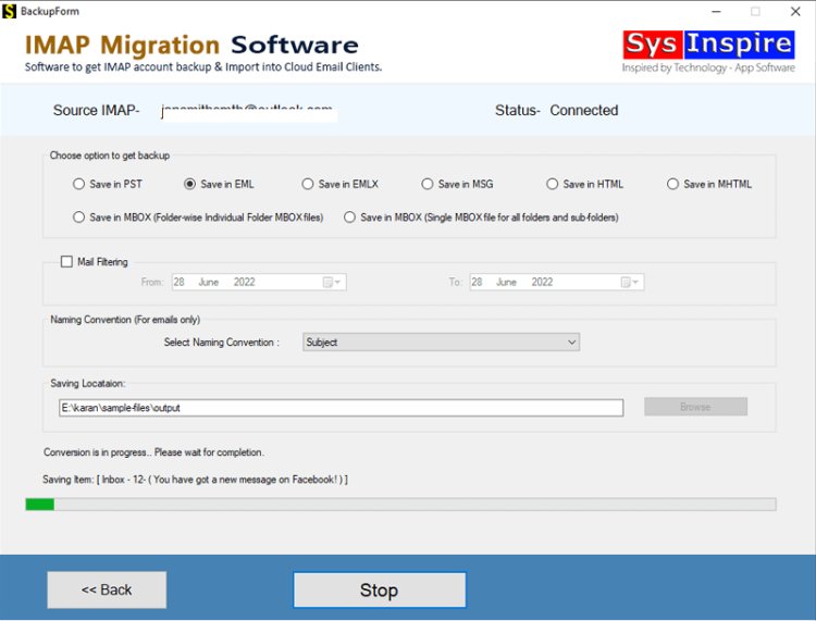 Migrate Emails from IMAP to Outlook PST