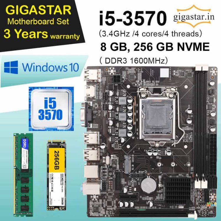 Combo Motherboard Kit with Processor i5 3570 +8 GB Ram+NVME 256GB+Windows 10