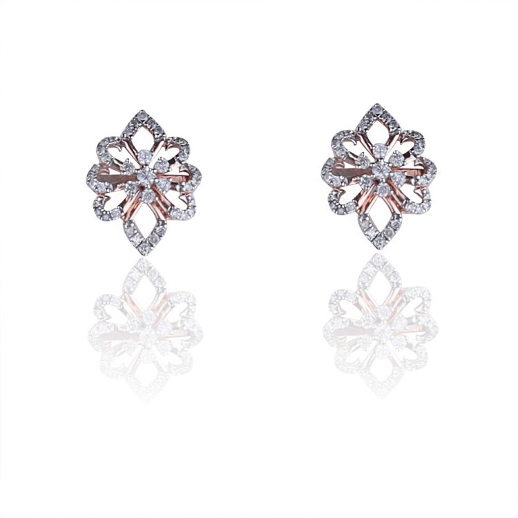 Vijay Lakshmi Jewellers | Buy Rose Gold & Diamond light weight earring Online in India.