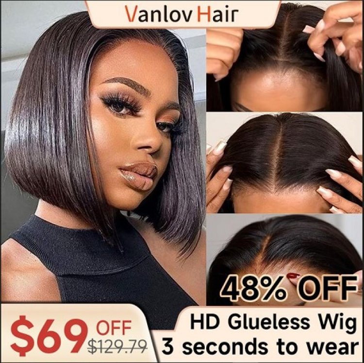 Vanlov Hair Hd Glueless 4x6 Wear And Go Bob Wig 3 Seconds To Wear 24 Hours Customer Service Online. 30 Days Free Return And Exchange