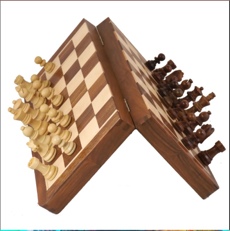Royal chess mall-Large Rosewood & Maple Wooden Inlaid Magnetic Chess Board
