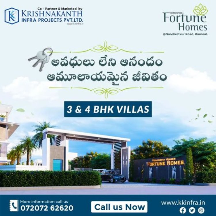 Elevate Your Living Standards with Vedansha's Fortune Homes: 3BHK and 4BHK Duplex Villas with Home Theater in Kurnool