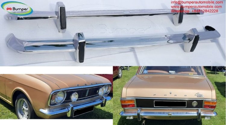 Ford Cortina MK2 bumper with over rider (1966-1970) by stainless steel