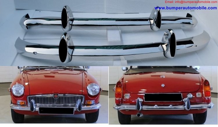 MGB bumpers with rubber on over rider(1962-1974) for MGB Roadster, MGB GT, MGC Roadster, GT and MGB V8