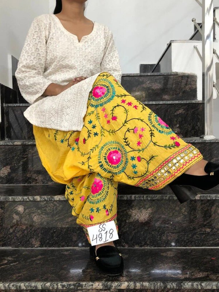 Buy Pulkari hand work embroidery cotton salwar online