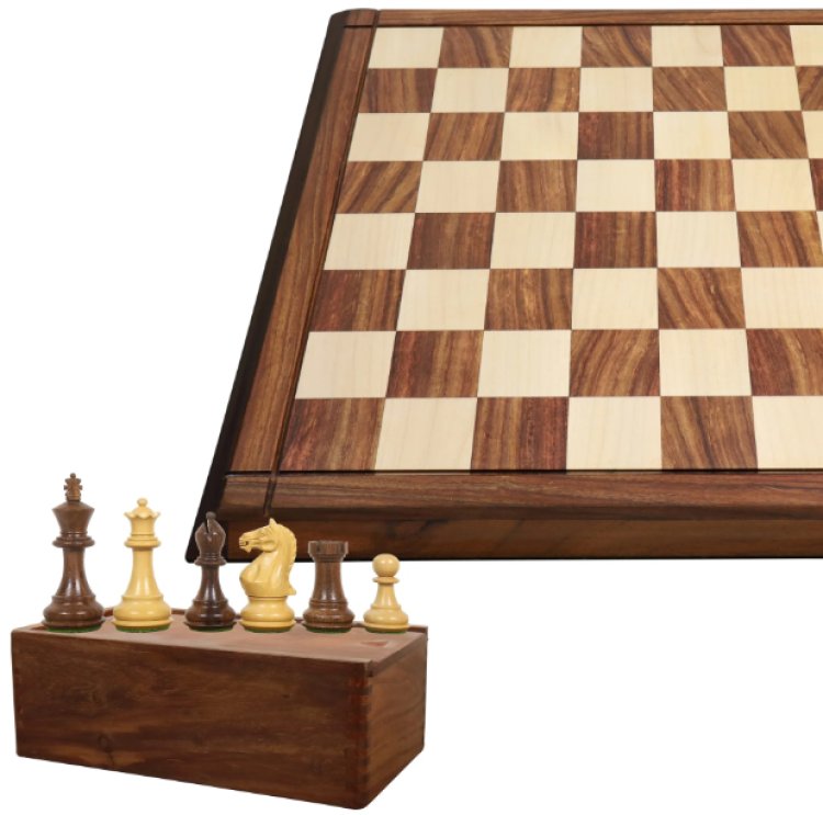 3.75" Queens Gambit Staunton Chess Pieces with 21" Drueke Style Matt F – Royal Chess Mall India