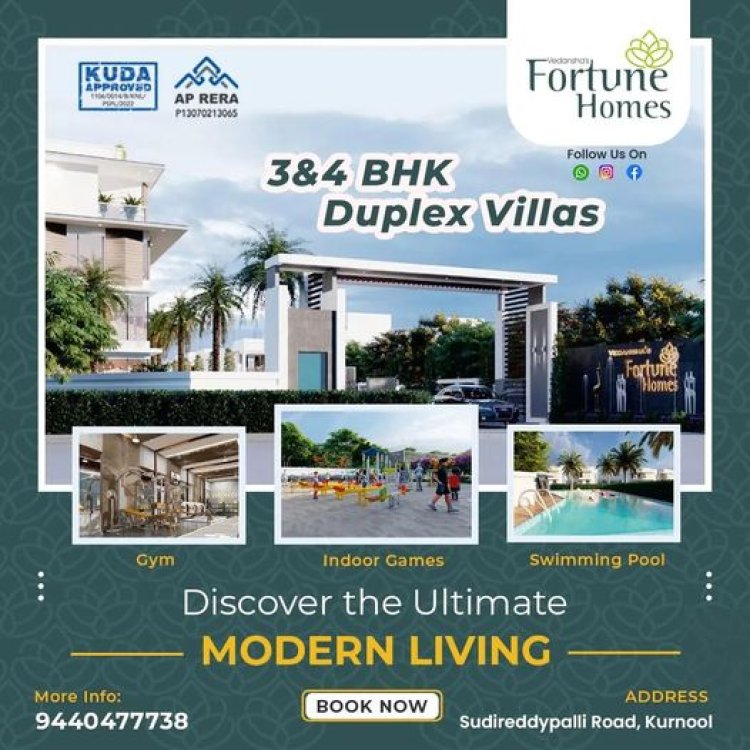Modern 4BHK Duplex Villas with home theater Kurnool || Vedansha Fortune Homes