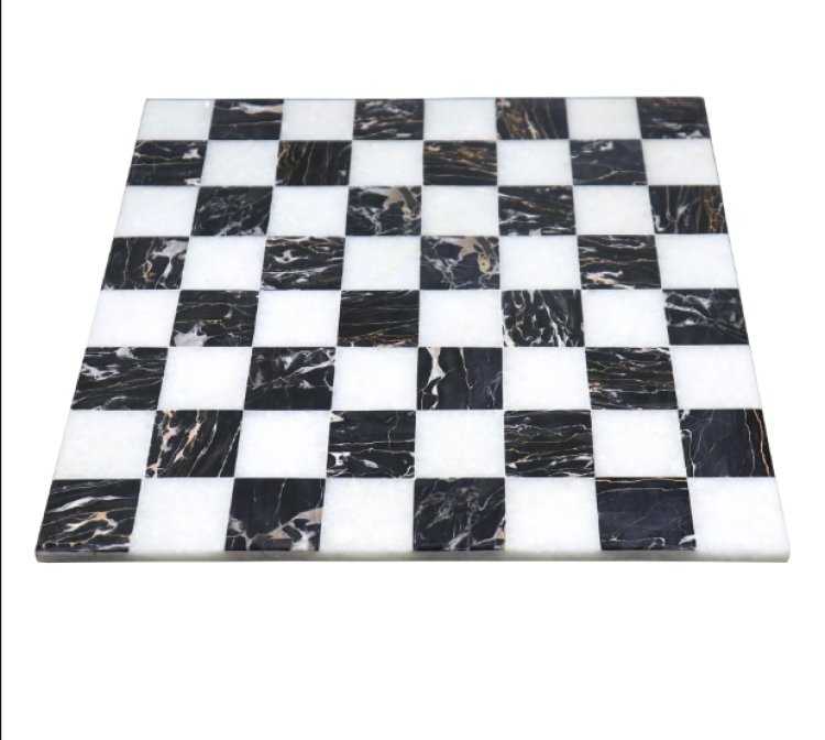 15''Borderless Marble Stone Luxury Chess Board - Black and White stone – Royal Chess Mall India