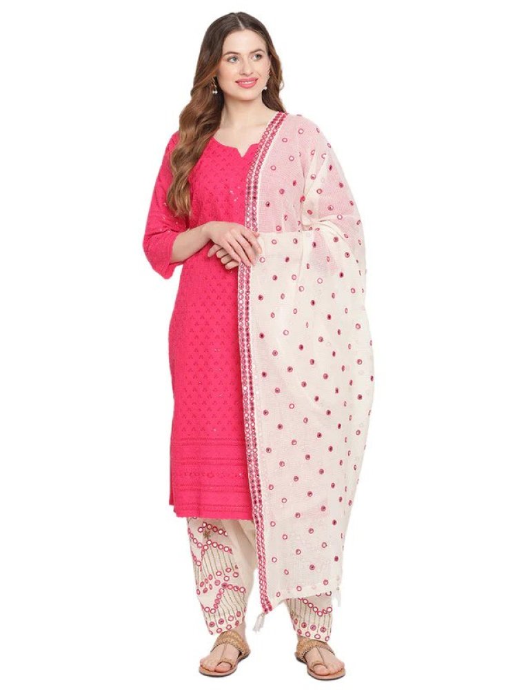 Buy Cotton Chikankari Kota Suit