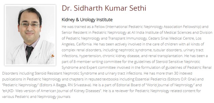 Pediatric Kidney Transplant Specialist in Delhi: Dr. Sidharth Sethi