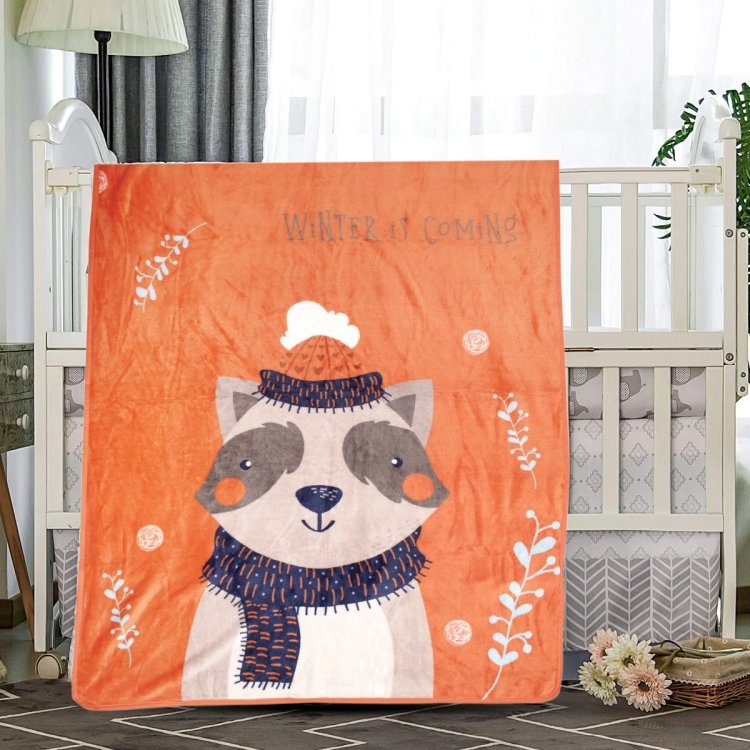 Baby Moo Winter Is Coming Orange One Ply Blanket