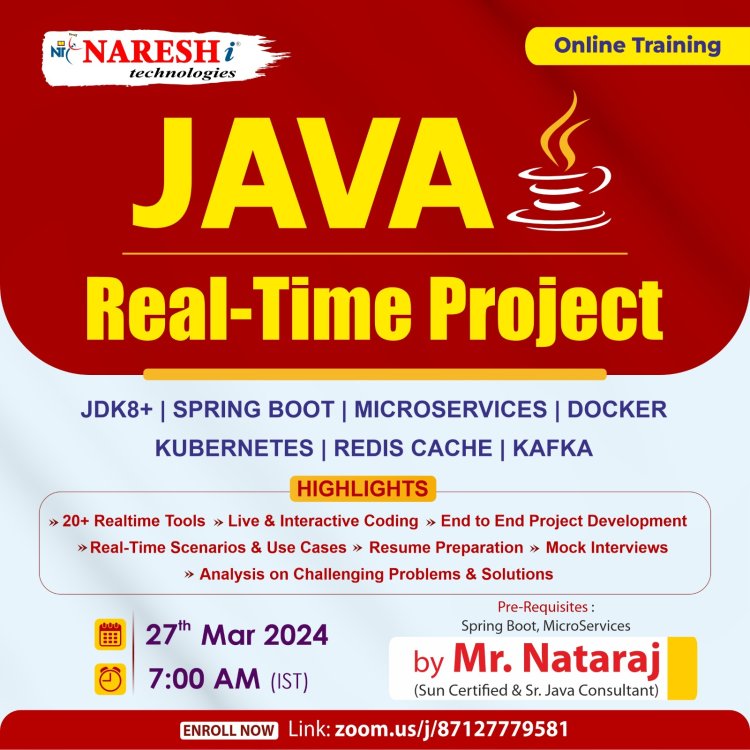 Best Java Real - Time Project Online Training Institute In Hyderabad 2024 | NareshIT