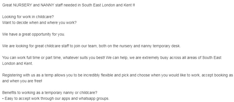 Nannies needed across South East London and Kent Beckenham, UK