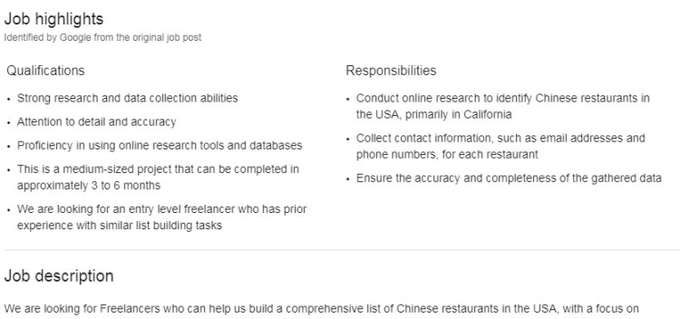 LIST BUILDING FOR CHINESE RESTAURANTS IN USA – CONTRACT TO HIRE UPWORK UNITED STATES