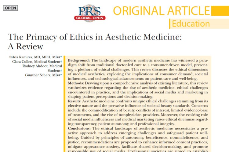 Our Paper About Ethics in Aesthetic Medicine Published in an International Journal