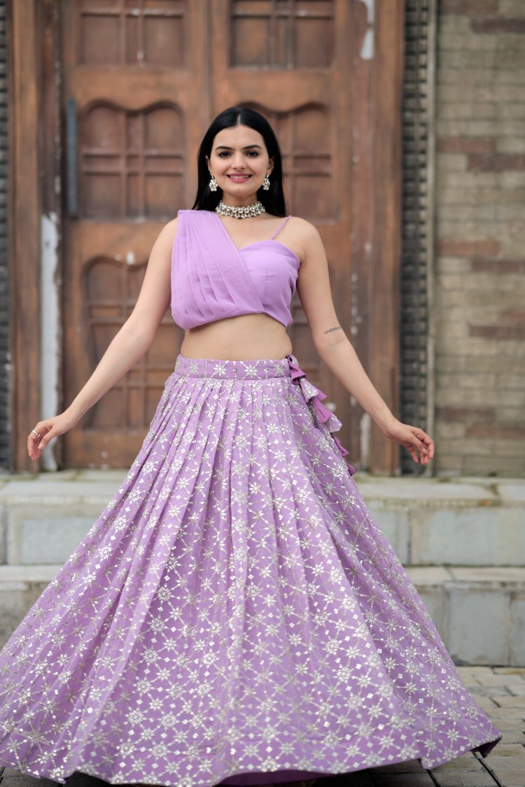 Faux Georgette With Embroidered Sequins work Lehenga Choli Set