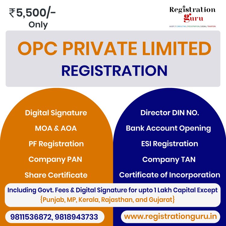 One Person Company Registration in India-Registration Guru