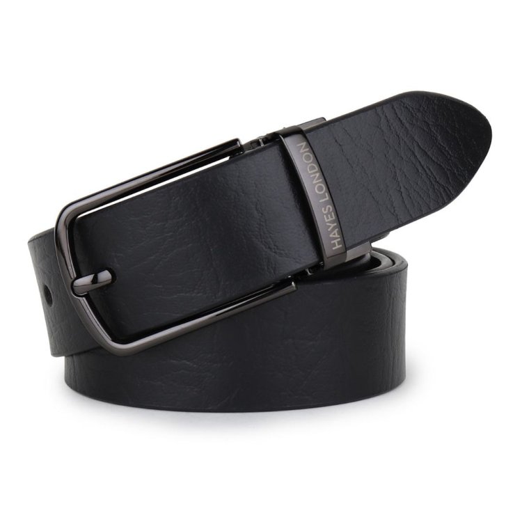 Reversible Black & Brown Genuine Leather Men's Belt (Leather Texture: Wild & Buckle Color: Grey)