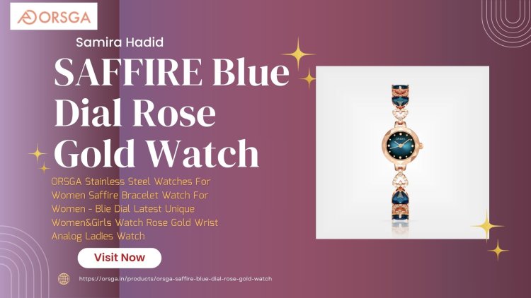 SAFFIRE Blue Dial Rose Gold Watch For Womens & Ladies