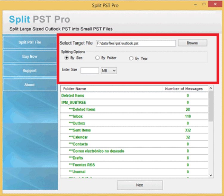 The best tool is Split PST by size, folder, and year