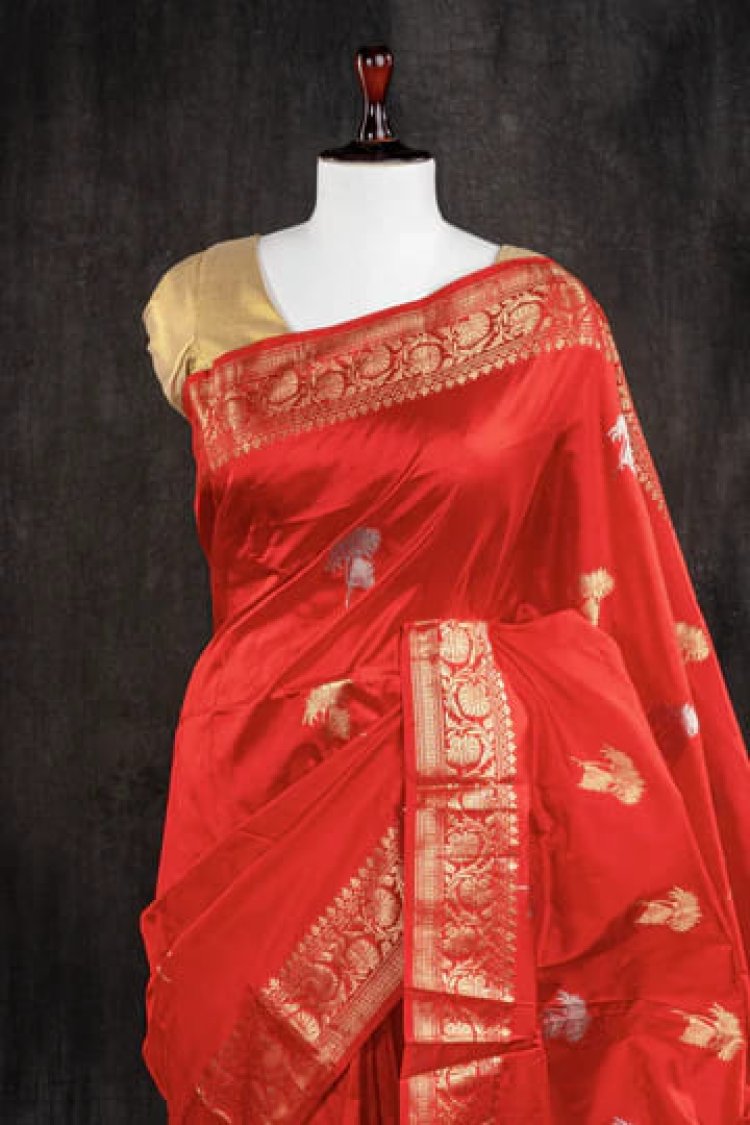 Priyuja's Royal Red: Stunning Banarasi Silk Saree