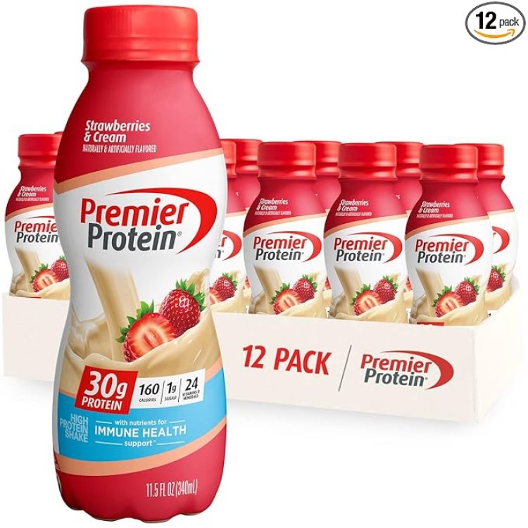 Premier Protein Liquid Protein Shake -24 Vitamins & Minerals/Nutrients to Support Immune Health, Strawberries, 11.5 Fl Oz Bottle (Pack of 12)