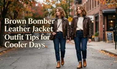 Brown Bomber Leather Jacket Outfit Tips for Cooler Days